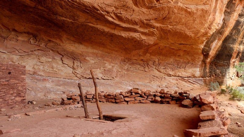 Perfect Kiva in Bullet Canyon. It has been restored and reinforced so you can climb down into it.