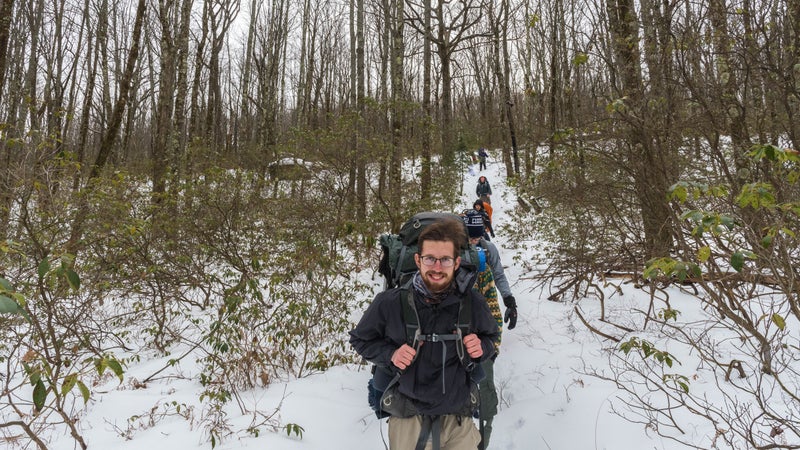 Ricky Waltz leads a hike in Sproul State Forest.