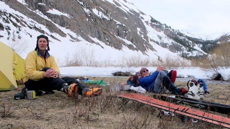 Wells, left, and Hogan relax next to Cunningham Creek.