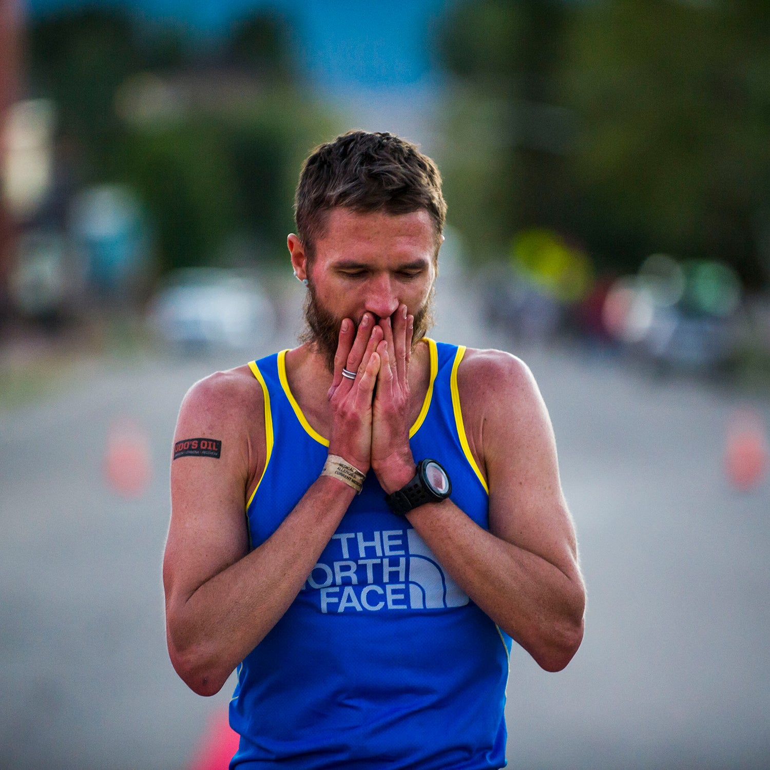 Rob Krar, a Canadian ultrarunner and mental health advocate, finishing the Leadville Trail 100.