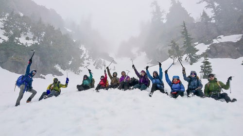 The group on Mount Ellinor, April 29 (from left): Don Nguyen, Doug Barclift, Max Lam, Monserrat Matehuala, Alfonso Orozco, Gabe Juzon, Michelle Piñon, Gabby Rosales, Dieu Nguyen, Aynura Osmanova, Christopher Chalaka.