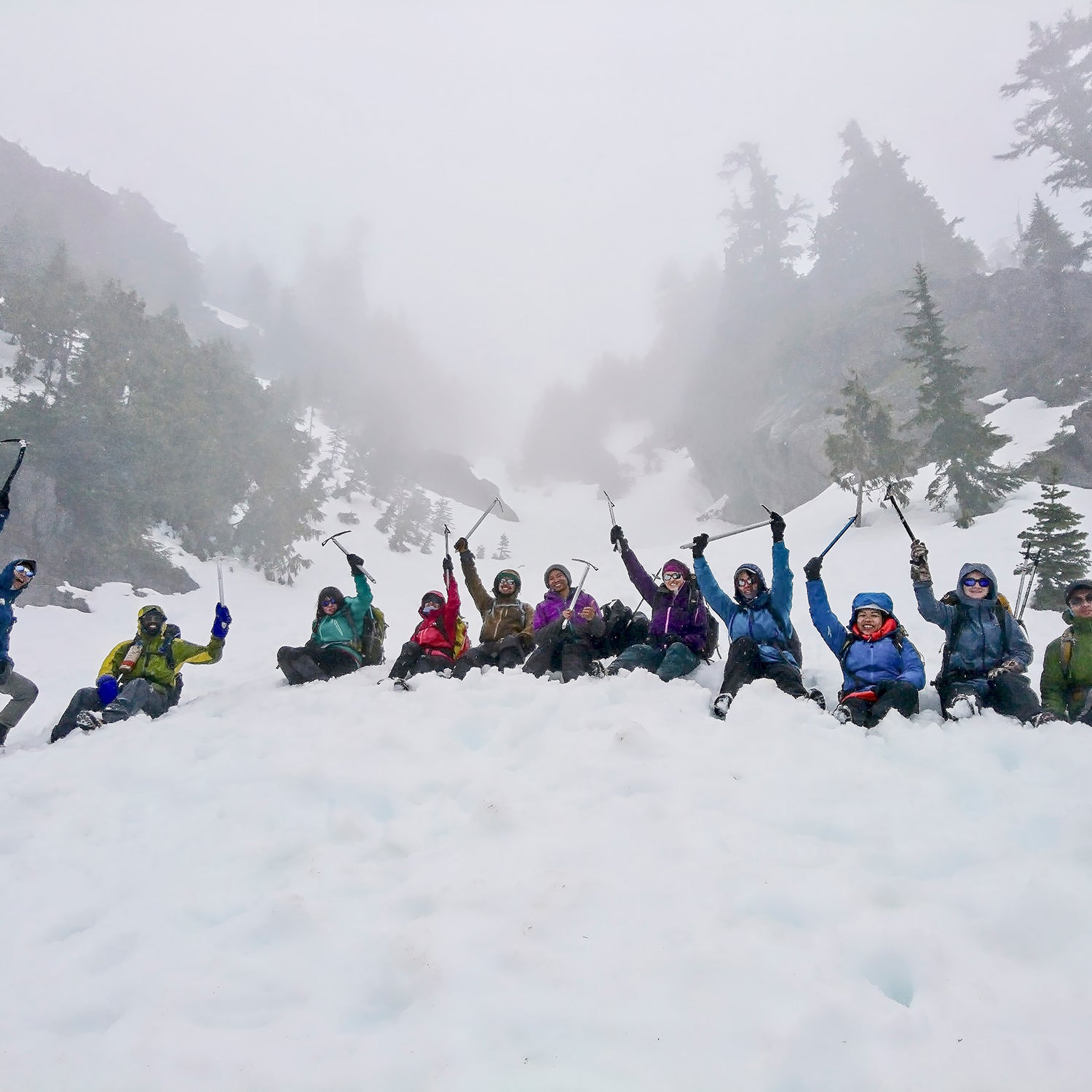 The group on Mount Ellinor, April 29 (from left): Don Nguyen, Doug Barclift, Max Lam, Monserrat Matehuala, Alfonso Orozco, Gabe Juzon, Michelle Piñon, Gabby Rosales, Dieu Nguyen, Aynura Osmanova, Christopher Chalaka.