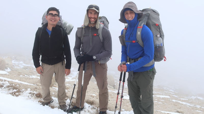 A fleece functions as a second active layer in cool and cold conditions, such as while climbing over this 12,000-foot pass in the High Sierra with several inches of new snow from the day before.