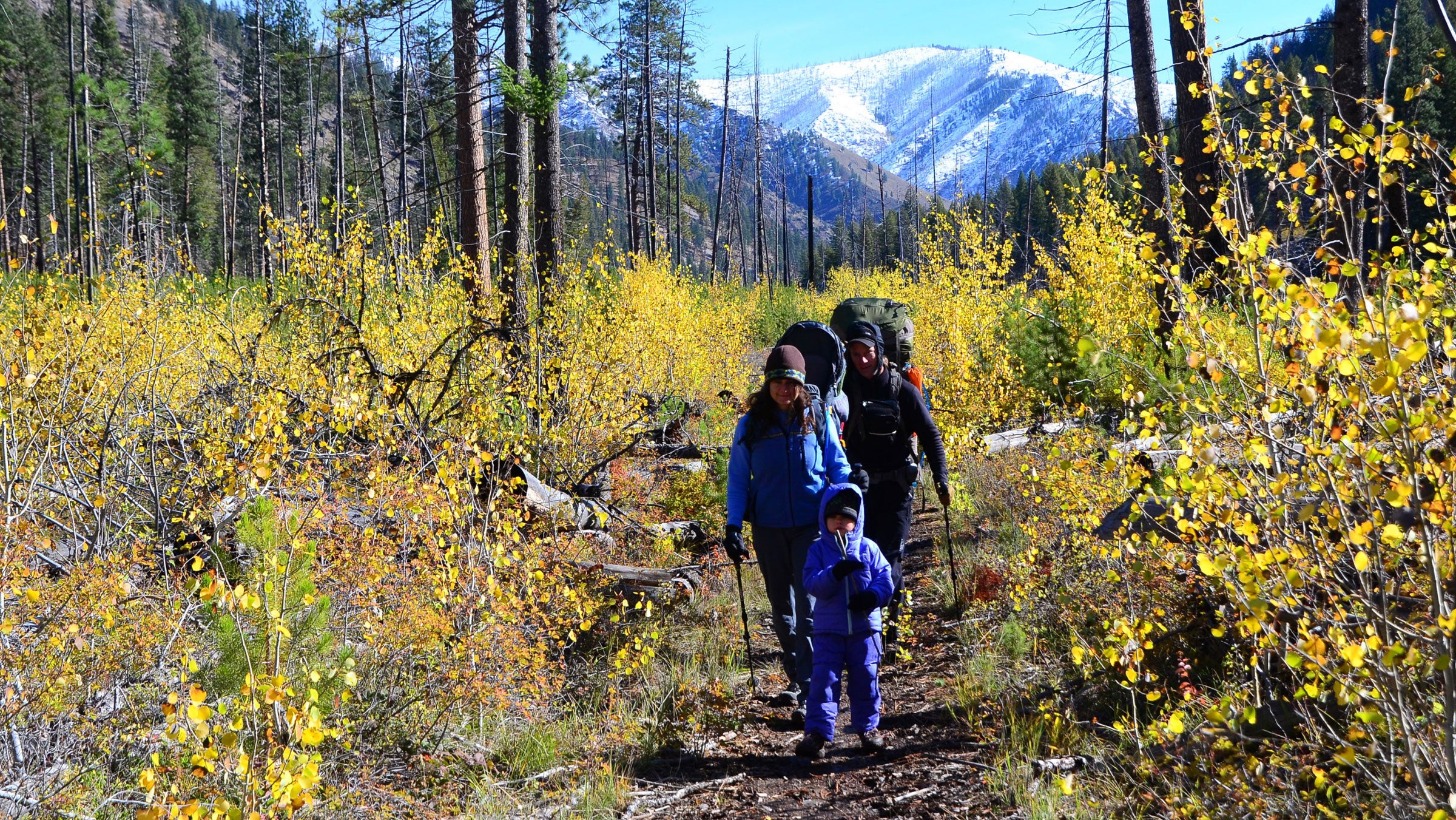 The Means family hiking in Idaho.
