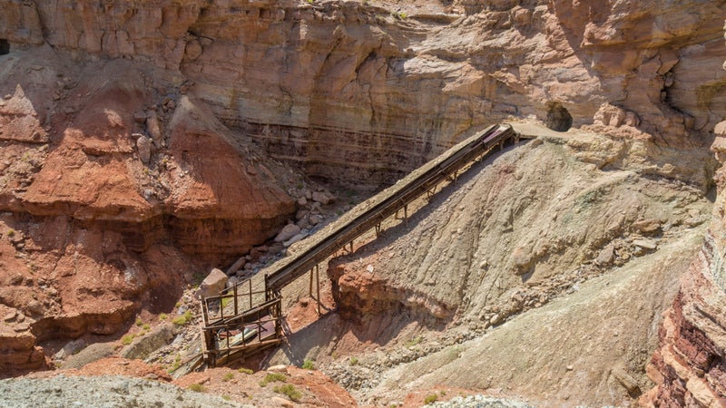 The long-abandoned Dirty Devil uranium mine in Emery County, Utah, in the San Rafael Swell, near Hondu Arch.