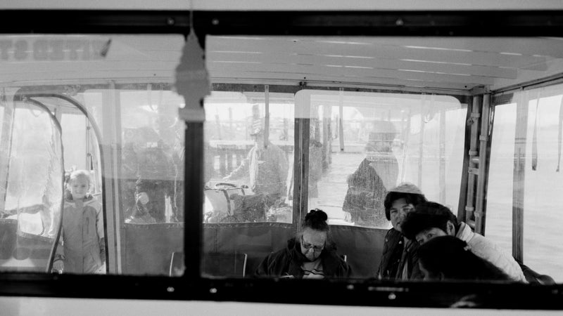 Passengers aboard the ferry Sharon Kay III