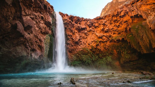 Havasu Creek, which flows into Grand Canyon, shares the same bright blue water as the Little Colorado River.