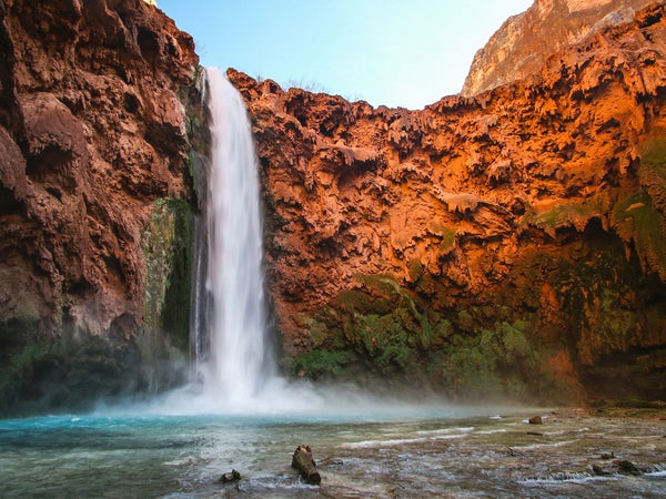 Havasu Creek, which flows into Grand Canyon, shares the same bright blue water as the Little Colorado River.