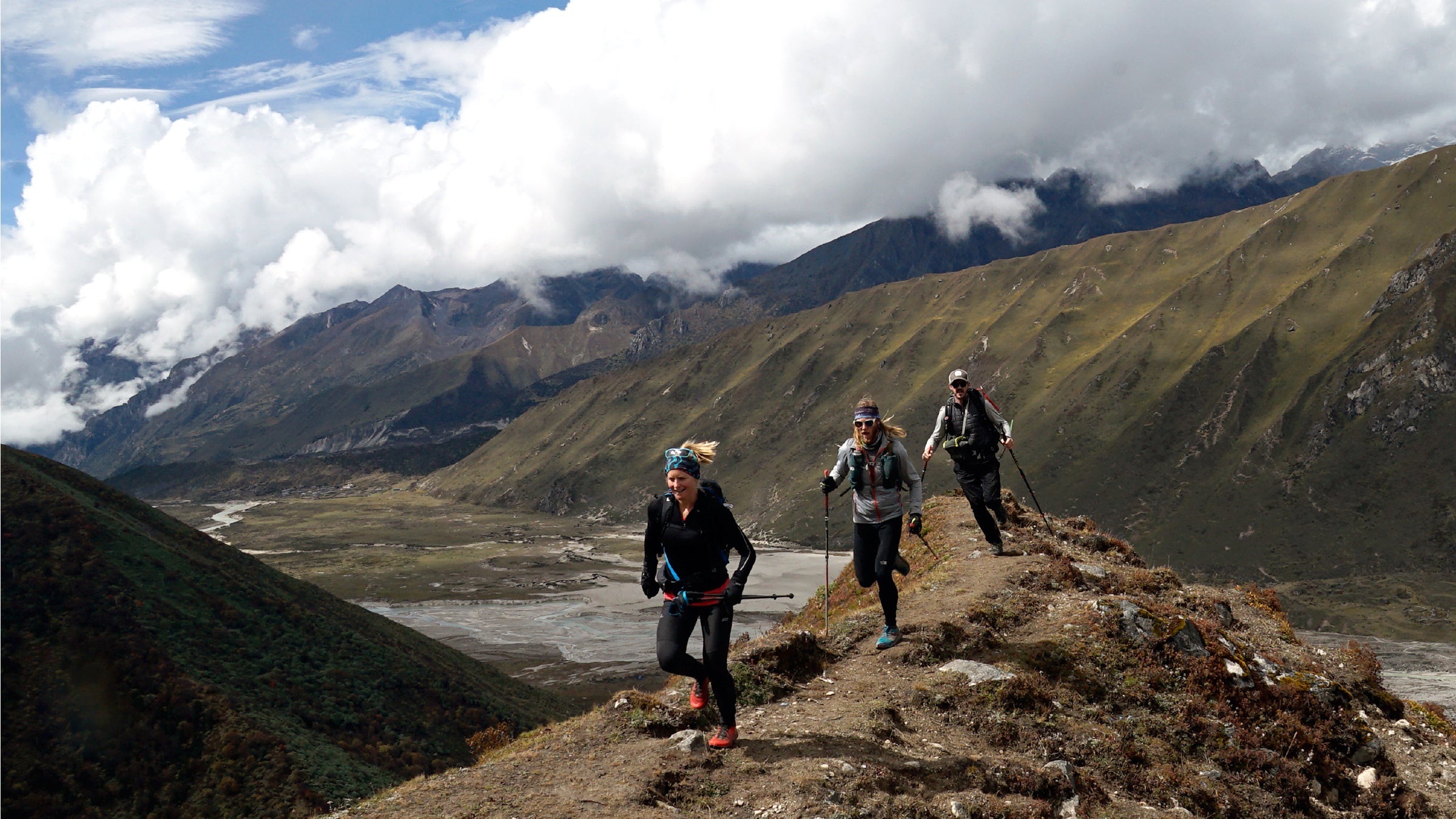 'The Snowman Trek' stars filmmaker Ben Clark (back), plus ultrarunners Anna Frost (front) and Timothy Olson (middle).