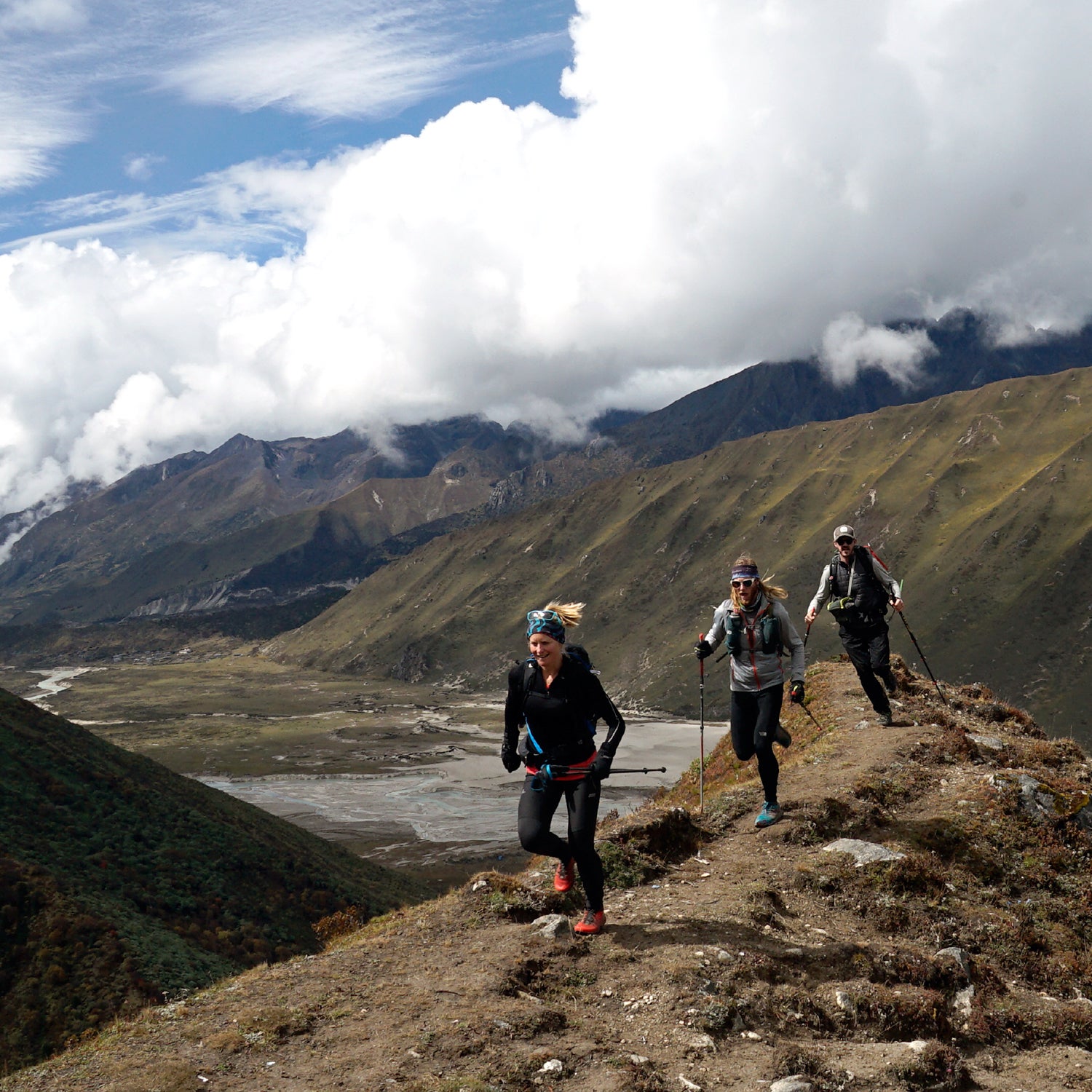 'The Snowman Trek' stars filmmaker Ben Clark (back), plus ultrarunners Anna Frost (front) and Timothy Olson (middle).