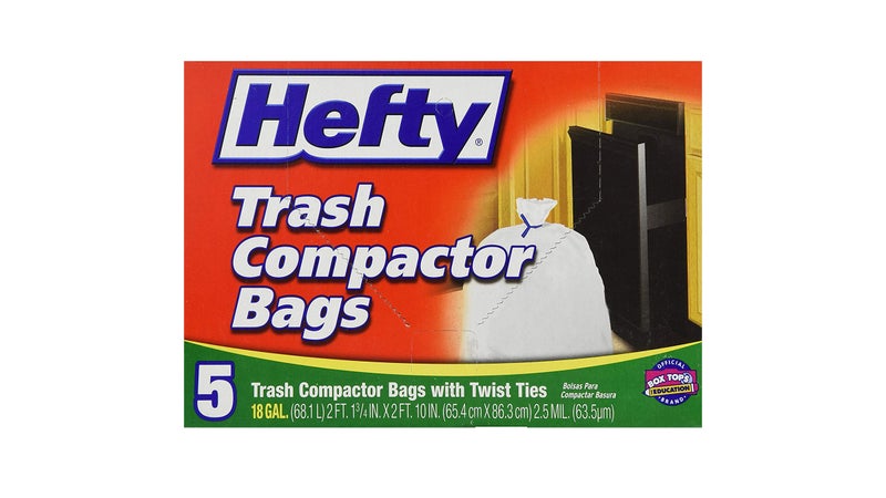 Hefty Trash Compactor Bags 18 Gallon Twist Tie [5 Bags]