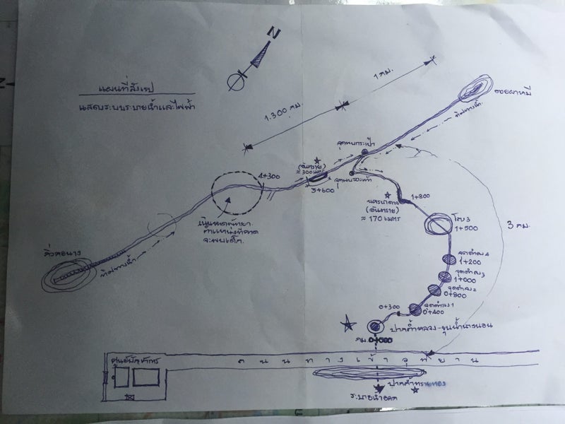 A map of the cave where the team was lost. The T-junction that Reymenants was called in to locate is visible to the right of the dotted circle.