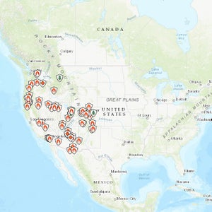 Wildfires in the United States as of July 18, 2018.