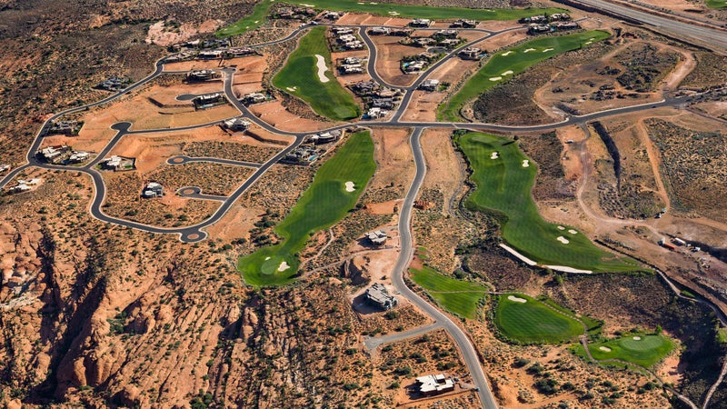 Aerial view of St. George, Utah golf courses