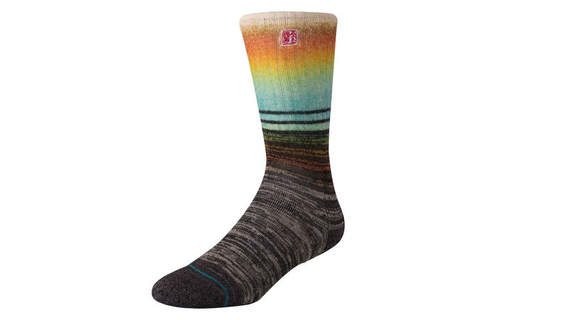 rainbow-striped geothermal socks