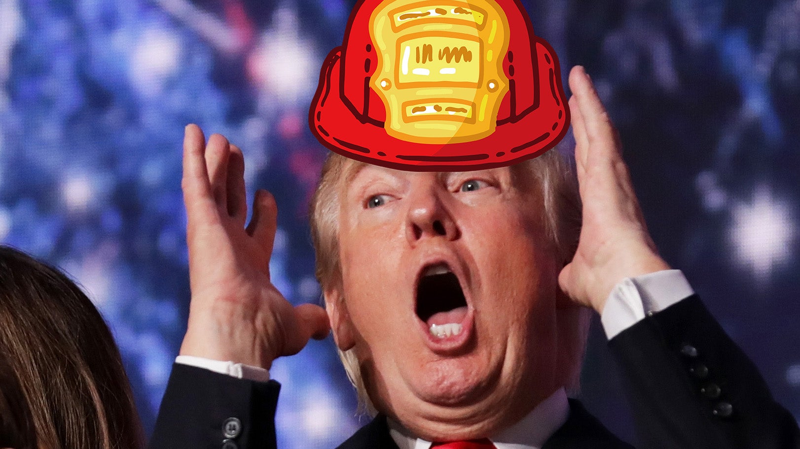 We're kidding. Getting close to a fire would melt all his makeup, and all that hairspray has got to be pretty flammable, right? 