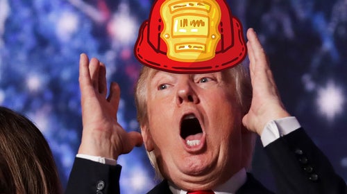 We're kidding. Getting close to a fire would melt all his makeup, and all that hairspray has got to be pretty flammable, right?