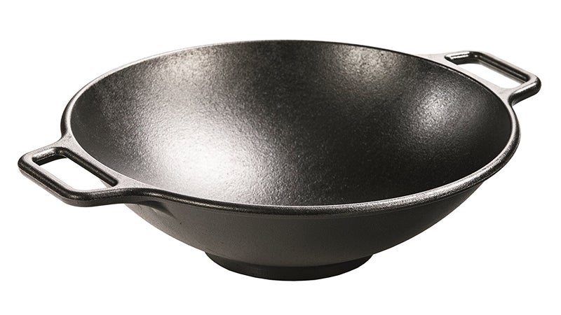 Backcountry Iron 14 inch Cast Iron Wok with Flat Base and Handles