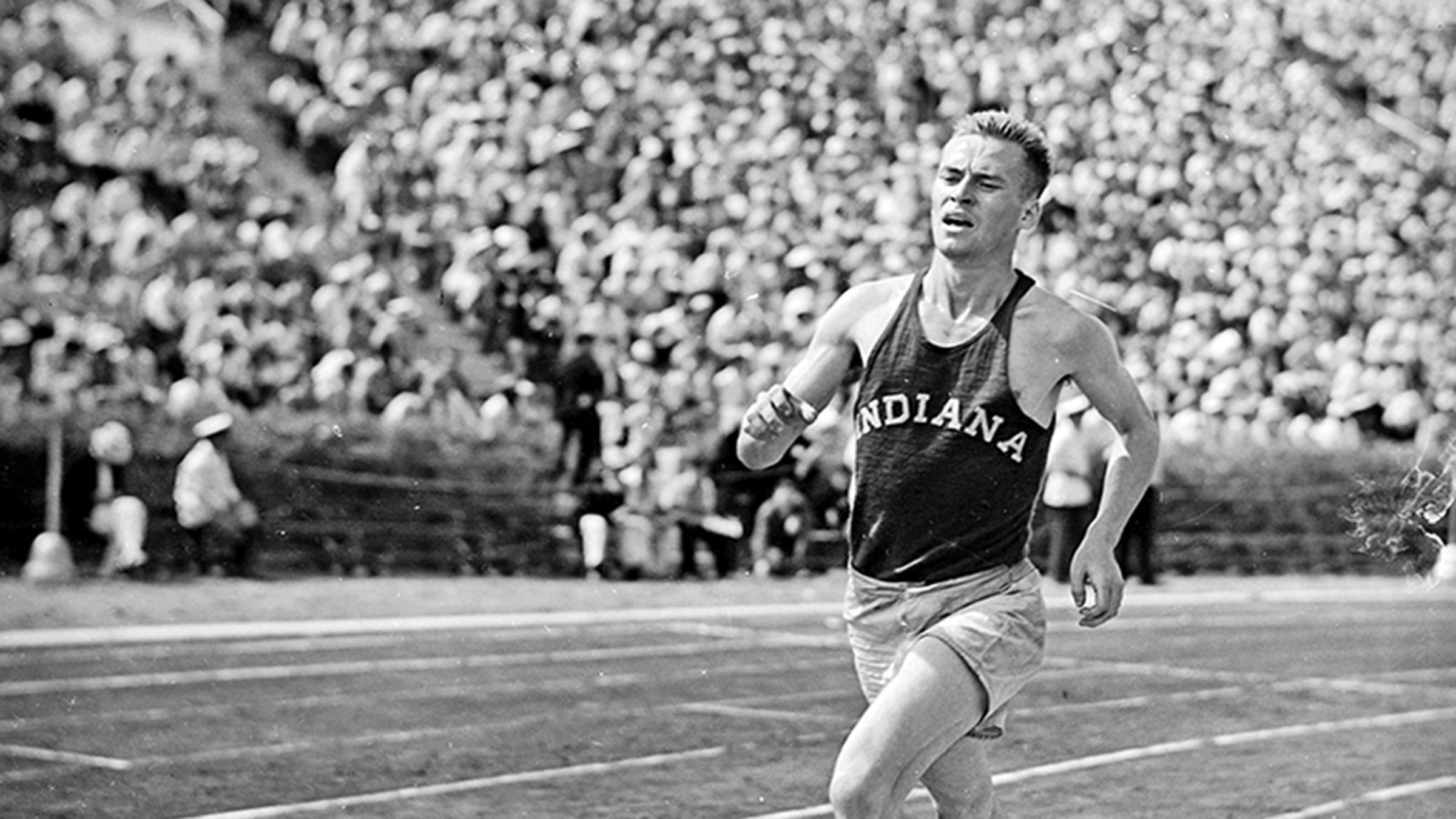 Indiana University runner Don Lash at the 1936 Randall's Island Olympic trials.