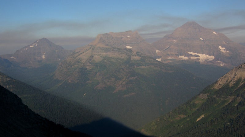 Smoke-obscured views in Glacier National Park