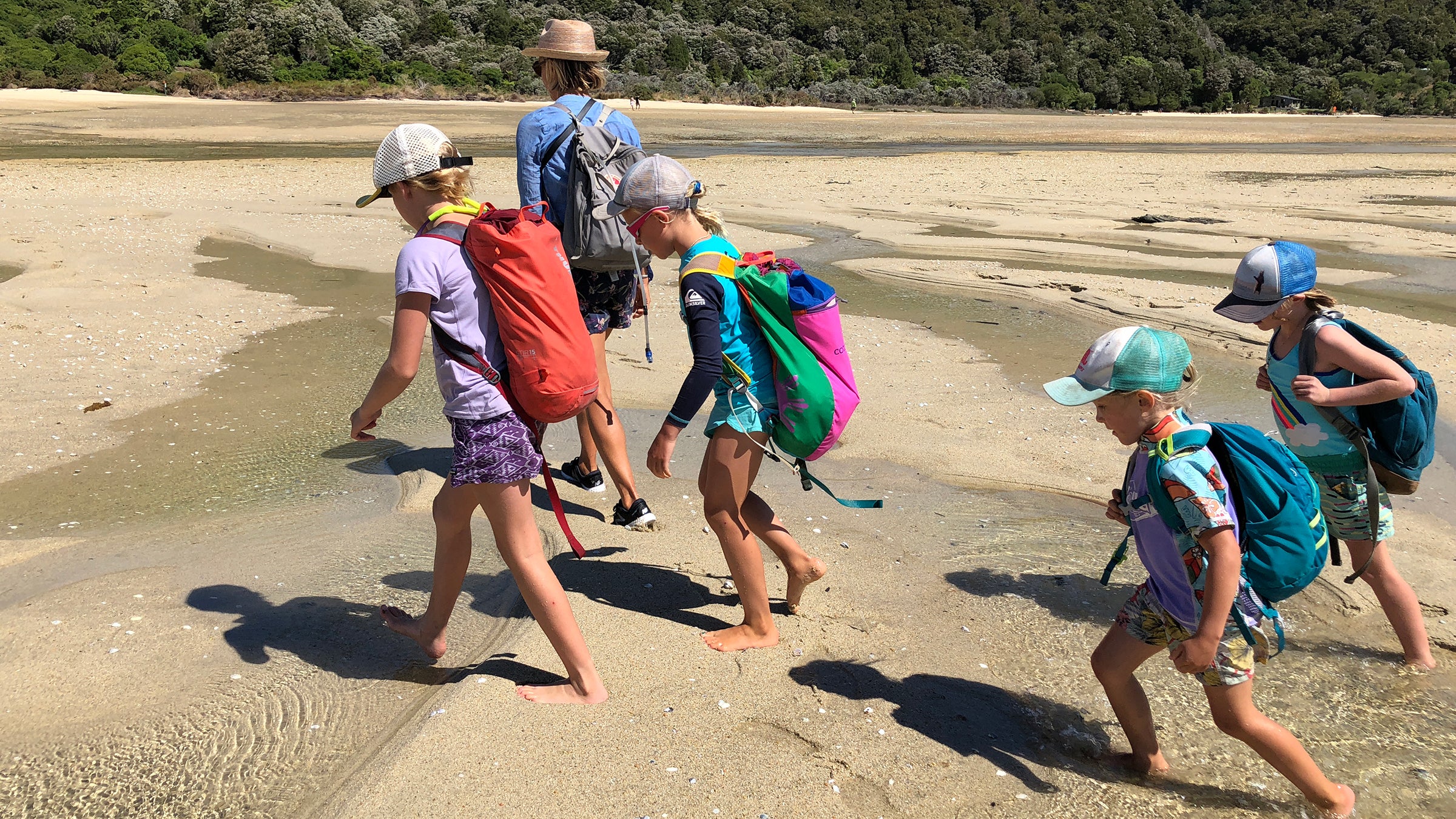 Arnold’s daughters plus friends on a trek in New Zealand