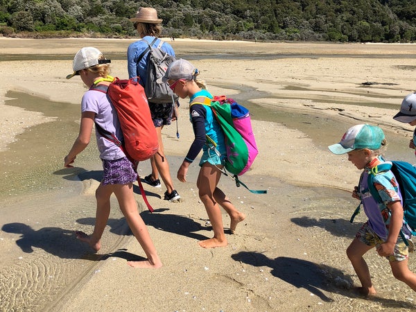 Arnold’s daughters plus friends on a trek in New Zealand