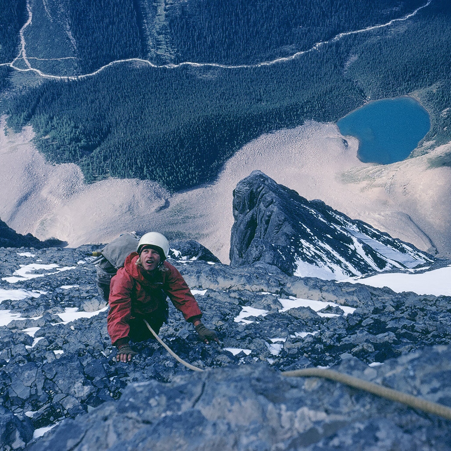 Jeff Lowe on the north ridge of Canada’s Mount Temple in 1970