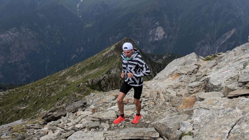 One tester putting the socks to test during his trip to the French Alps.