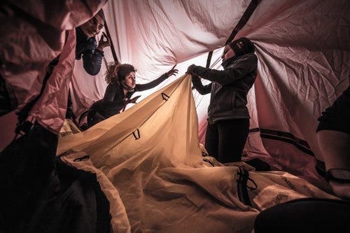 In extreme conditions or crisis, it becomes imperative that routines are muscle memory. Perfecting tent set-up was another way the team burned time and nervous energy while waiting for the expedition to launch.