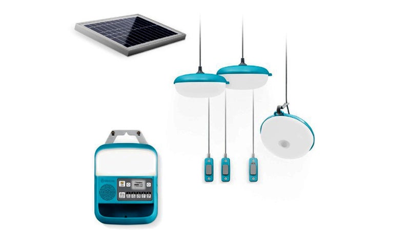 Blue BioLite solar panel and lights