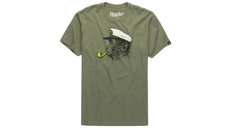 Green tshirt with picture of a monkey wearing a sailor's hat