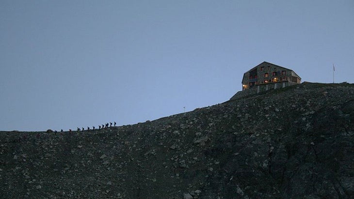 The Dix Hut at dusk with the lights off