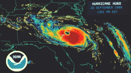 Hurricane Hugo hits South Carolina.