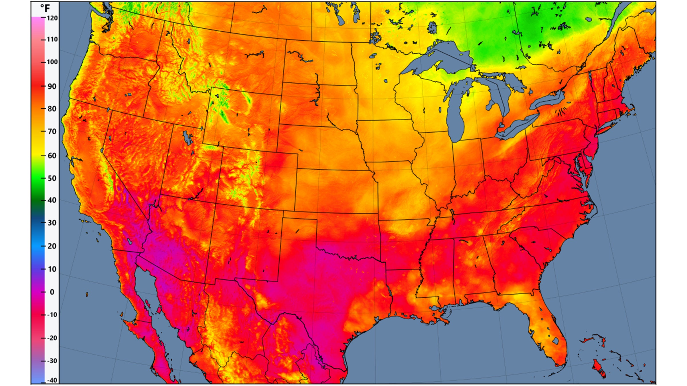 Surface temperatures, 5pm EDT August 29, 2018