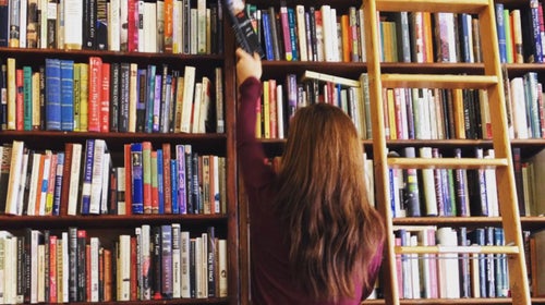 Shopping at Night Heron Books and Coffeehouse.