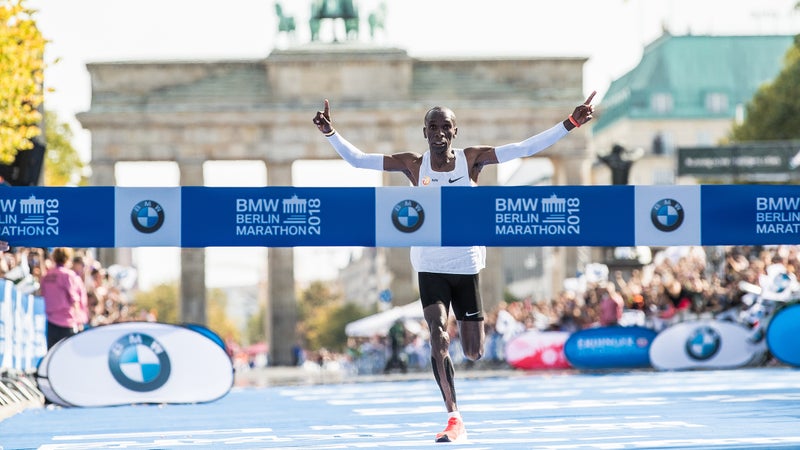 Kipchoge ran a time of 2:01:39, slicing a stunning 78 seconds off the previous world record.