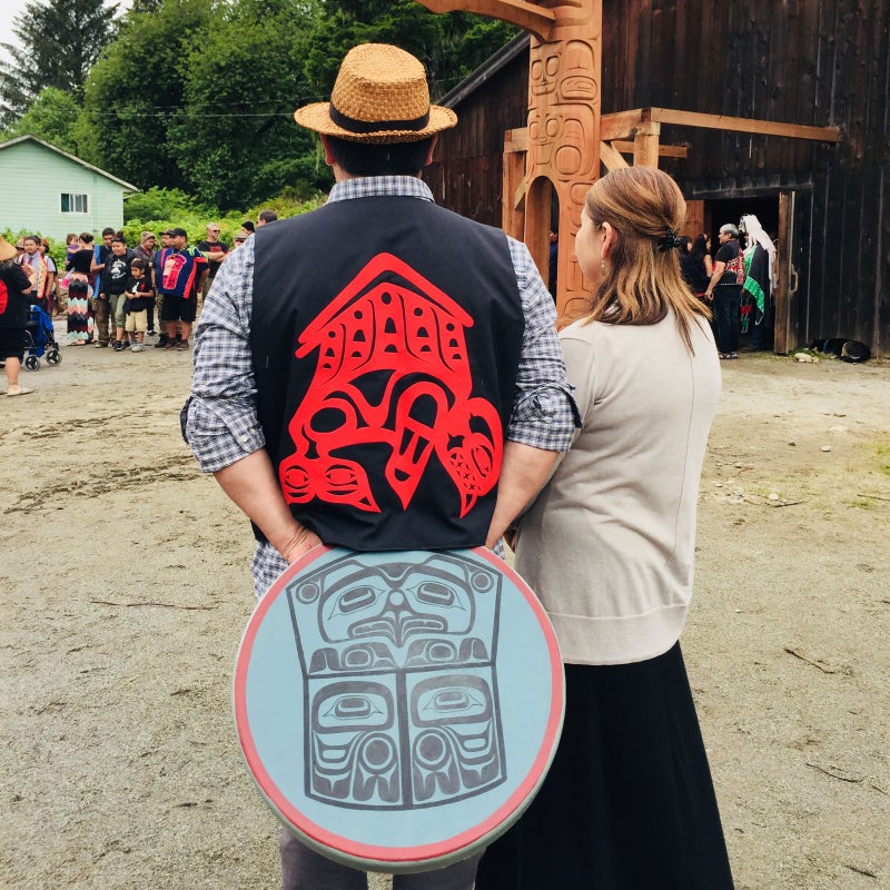 Scene from the potlatch and pole-raising.