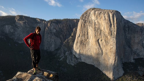 Alex Honnold opposite El Capitan in Yosemite Valley.