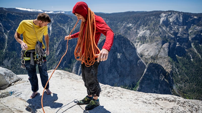 Tommy Caldwell and Alex Honnold on the top of El Capitan.