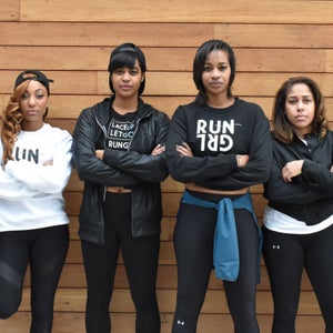 The Co-Founders of RUNGRL (from l-r) Natalie Robinson, Dominique Burton, Stephani Franklin, Ashlee Lawson, Jasmine Nesi, and Na'Tasha Jones at The Wharf in Washington, DC.