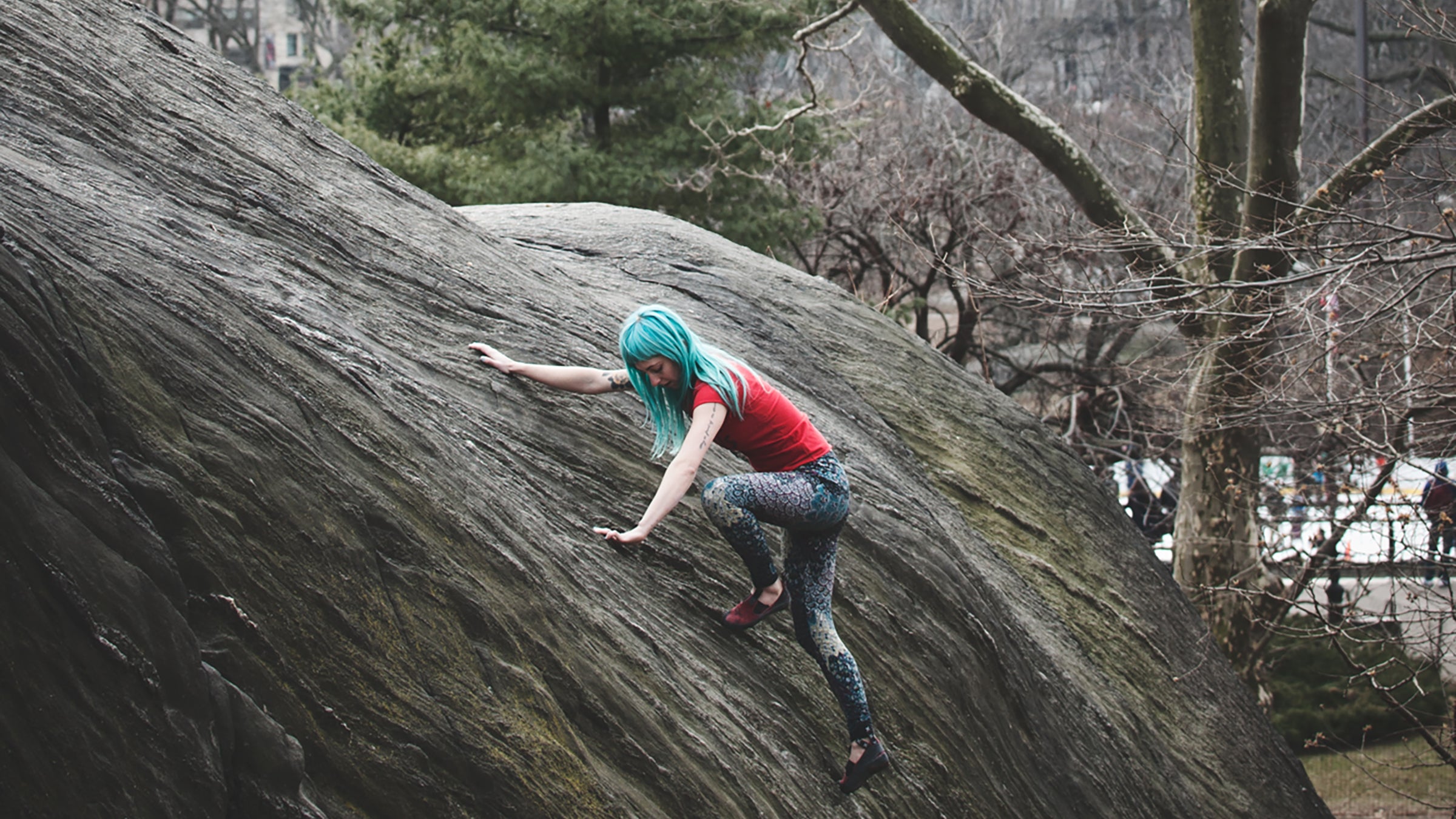 Bouldering in Central Park is a great way to spend lunch.