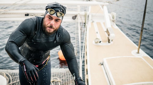 Ross Edgley is finding that a long-distance swim isn't just a feat of the structural muscles in the body. It's also a feat of the mind, the heart, and... the tongue?