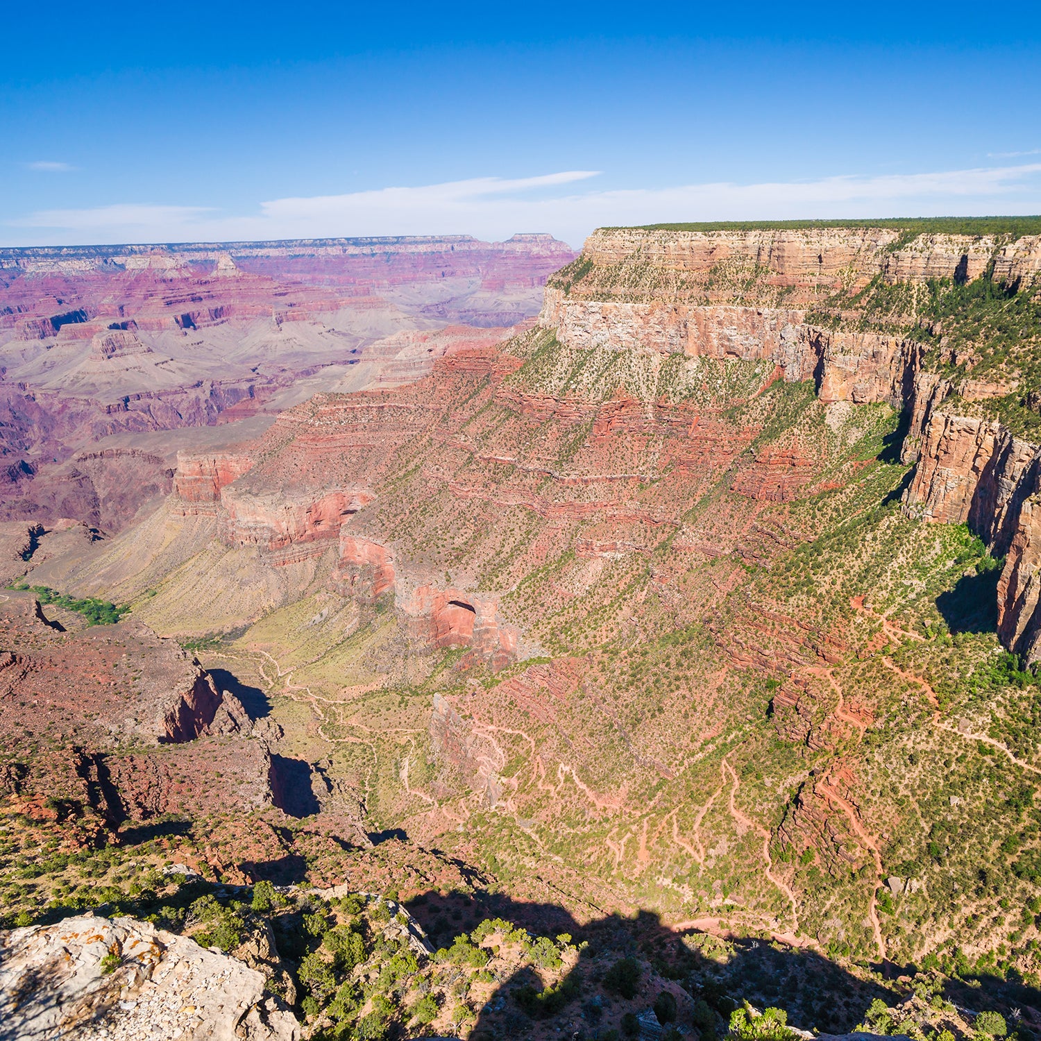 The view from Trailview Overlook on the south rim of the Grand Canyon.