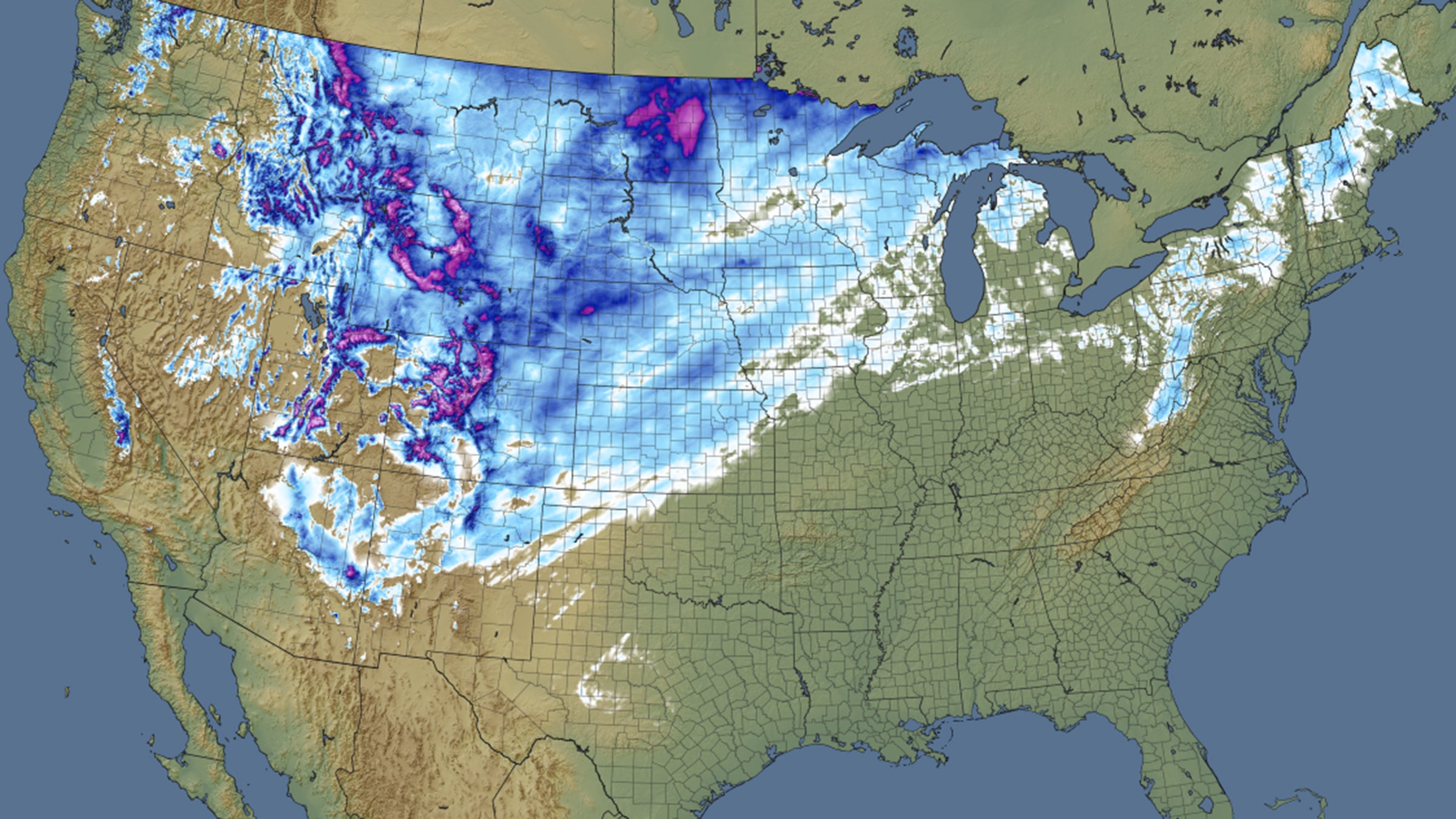 The pattern of first measurable snows across the country are fairly predictable.