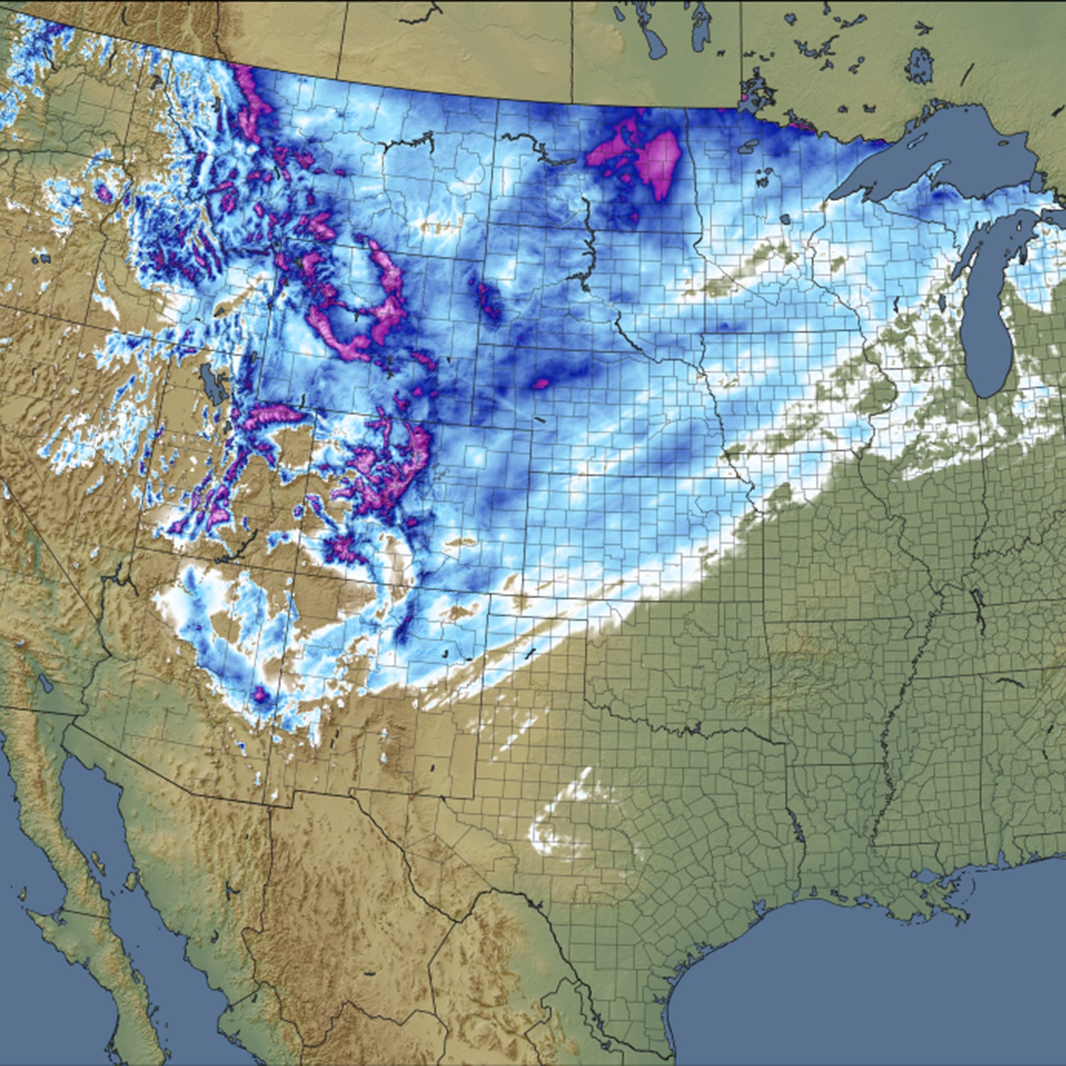 current snow cover united states