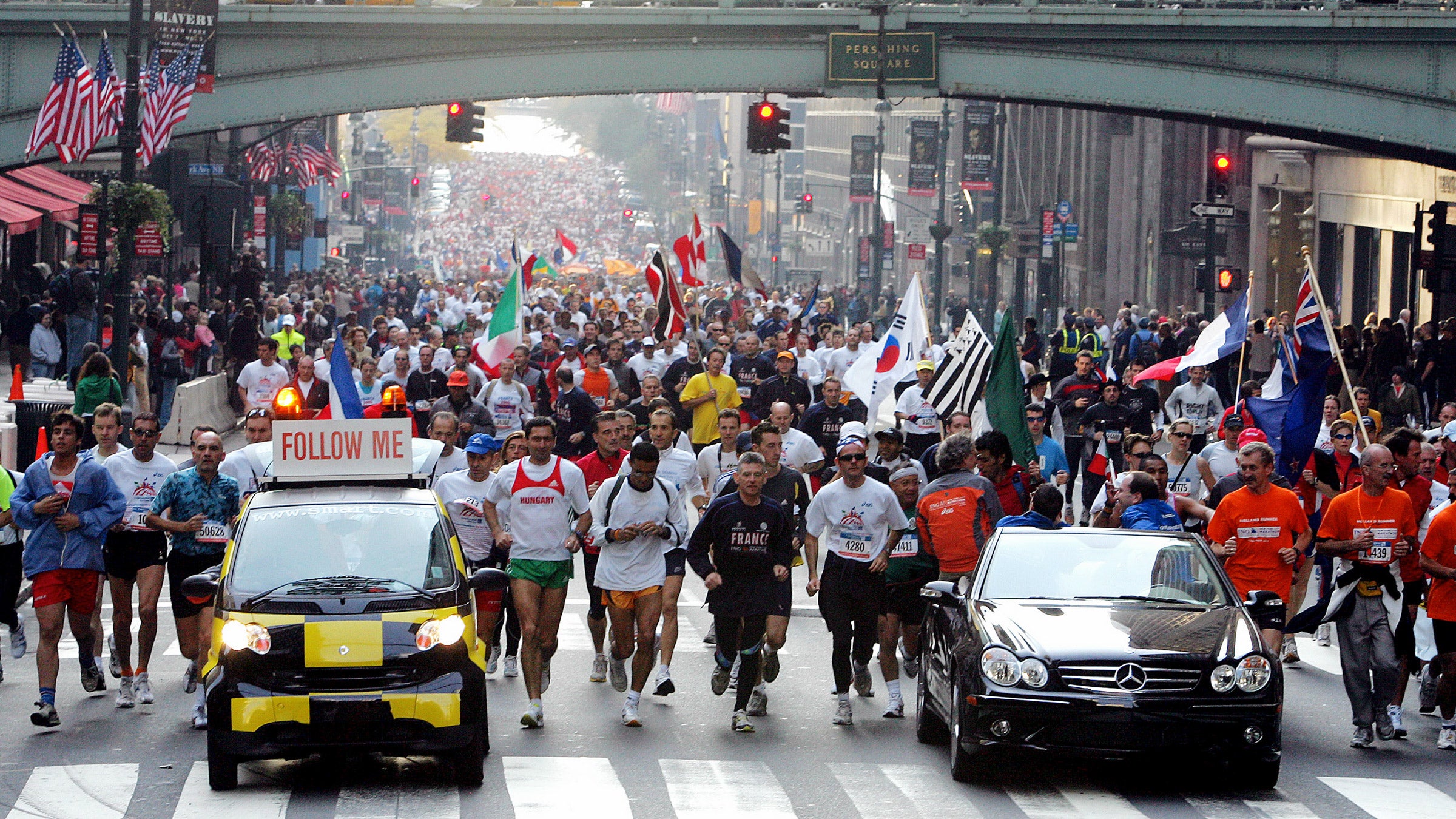 Runners during the Friendship Run in 2005 before the 36th running of the New York City Marathon.