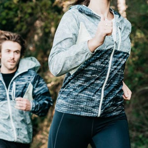 This jacket is made from 100 percent recycled bottles.