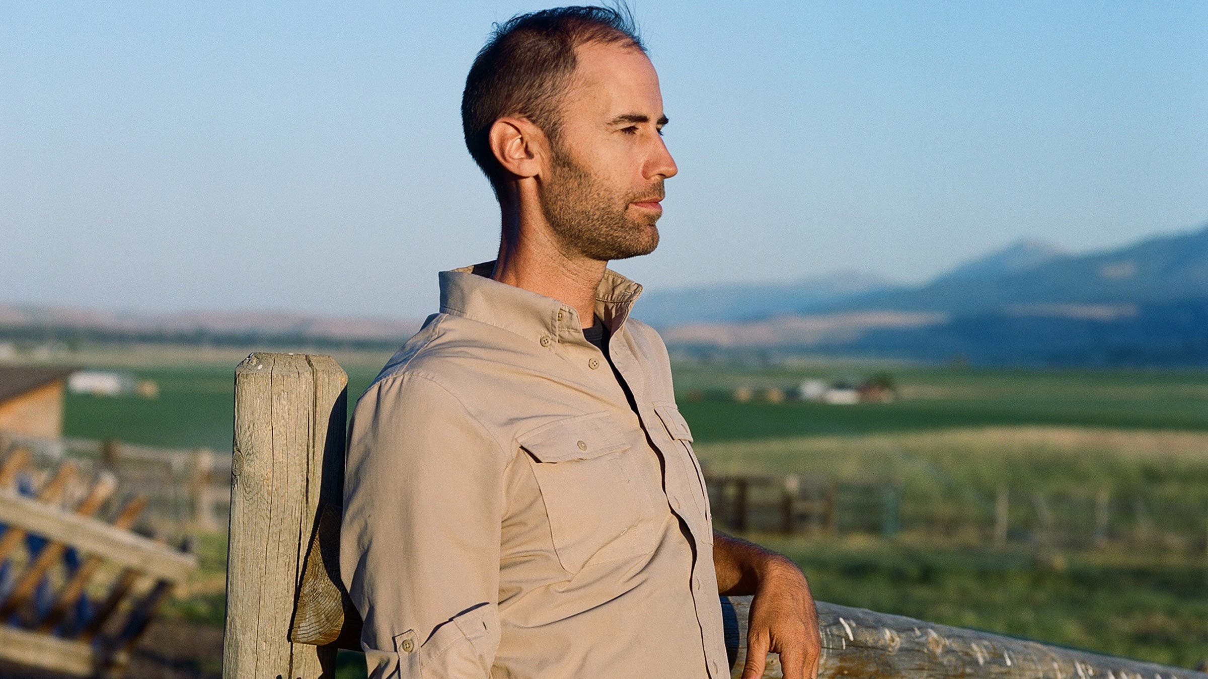 Sheehy looking out on Oregon's Wallowa Valley.