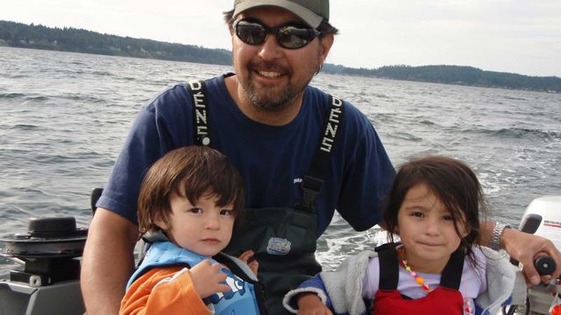 The author with Weston and Skyla on Puget Sound.