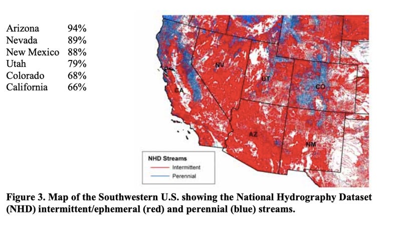 Basically, everything shaded red will lose federal protection. This would impact the drinking water for 40 million people in the Southwest.
